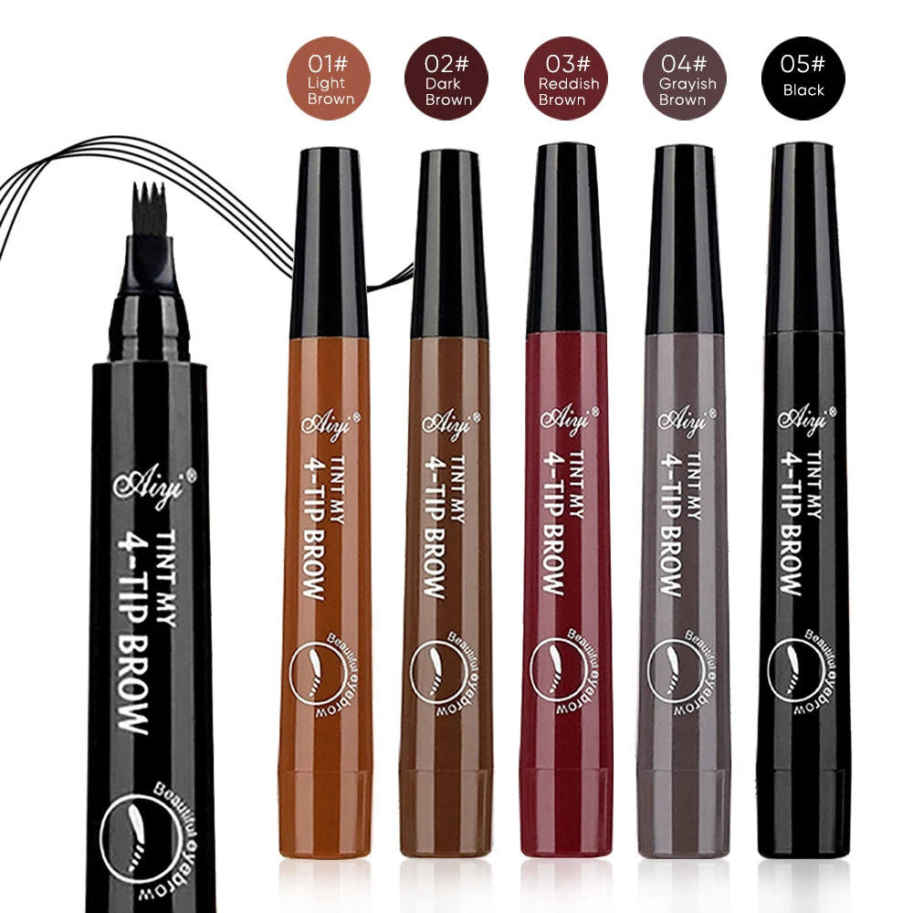 Four-Pronged Eyebrow Pencil, Four-End, Long-Lasting, Non-Smudged, Water-Resistant, Anti-Smudged Eyebrow Pencil